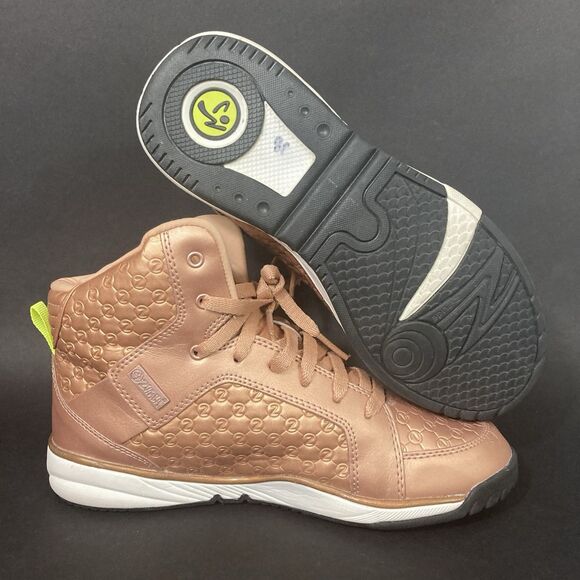 Zumba Energy Boss - Women's Sz 7 - Metallic Copper Leather - High Top Sneakers - Picture 1 of 10